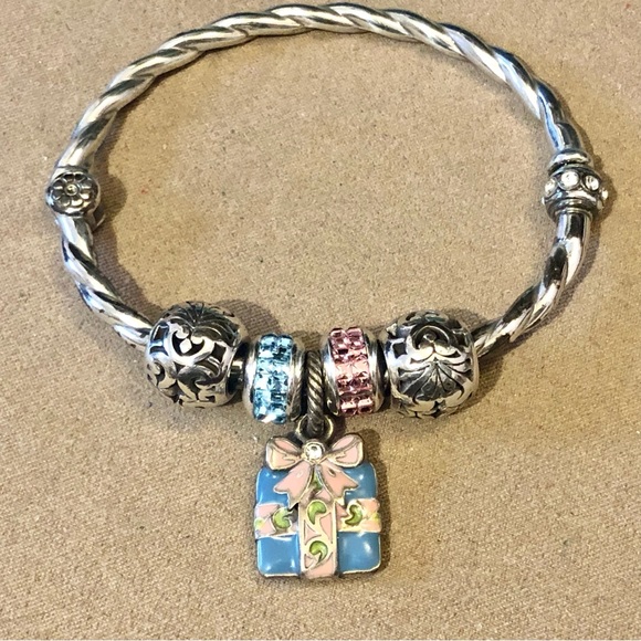 🆕 Brighton ABC Gift Box charm Enameled present in pink & blue Retired Gift ready - Picture 4 of 6
